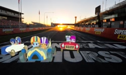 Size: 640x381 | Tagged: safe, artist:didgereethebrony, character:rainbow dash, character:scootaloo, species:pegasus, species:pony, episode:the cart before the ponies, g4, my little pony: friendship is magic, australia, bathurst, car, mount panorama, race track, racecar