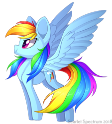 Size: 907x1010 | Tagged: safe, artist:scarlet-spectrum, character:rainbow dash, species:pegasus, species:pony, backwards cutie mark, female, mare, multicolored hair, simple background, smiling, solo, transparent background