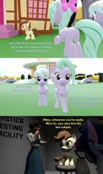Size: 1920x3240 | Tagged: safe, artist:red4567, character:cloudchaser, character:flitter, character:pound cake, species:human, species:pony, 3d, colt, comic, kiss mark, lipstick, male, older, source filmmaker, test