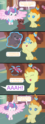 Size: 1000x2748 | Tagged: safe, artist:beavernator, artist:clonehunter, artist:littleponynetwork, artist:red4567, artist:sofunnyguy, artist:sympathizer, artist:x-discord-x, character:princess flurry heart, character:pumpkin cake, species:pony, baby, baby ponies, baby pony, baby talk, blushing, comic, diaper, fail, magic, nudity, teddy bear, wardrobe malfunction, we don't normally wear clothes