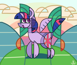 Size: 3800x3200 | Tagged: safe, artist:docwario, character:twilight sparkle, character:twilight sparkle (alicorn), species:alicorn, species:pony, abstract, cloud, cubism, female, geometry, horn, mare, modern art, sky, solo, wings