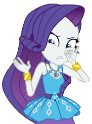Size: 458x616 | Tagged: safe, artist:ktd1993, edit, edited screencap, screencap, character:rarity, episode:queen of clubs, g4, my little pony: equestria girls, my little pony:equestria girls, clothing, dress, female, geode of shielding, holding nose, magical geodes, plugged nose, rarity is not amused, solo, unamused