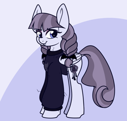 Size: 2000x1903 | Tagged: safe, artist:binkyt11, character:inky rose, species:bat, species:pegasus, species:pony, clothing, female, firealpaca, goth, looking back, mare, medibang paint, solo, sweater, teenager