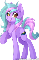 Size: 914x1390 | Tagged: safe, artist:scarlet-spectrum, oc, oc only, oc:sierra drift, species:earth pony, species:pony, commission, female, mare, open mouth, raised hoof, simple background, smiling, solo, transparent background