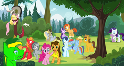Size: 1018x542 | Tagged: safe, artist:didgereethebrony, character:applejack, character:big mcintosh, character:caramel, character:cheese sandwich, character:derpy hooves, character:discord, character:doctor whooves, character:fluttershy, character:marble pie, character:pinkie pie, character:rainbow dash, character:rarity, character:soarin', character:spike, character:starlight glimmer, character:sunburst, character:time turner, oc, oc:didgeree, species:pony, ship:carajack, ship:cheesepie, ship:discoshy, ship:doctorderpy, ship:marblemac, ship:soarindash, ship:sparity, episode:hearts and hooves day, g4, my little pony: friendship is magic, crying, female, forest, holiday, male, sad, shipping, straight, tree, valentine's day