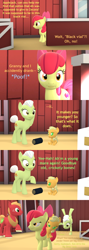 Size: 1920x5400 | Tagged: safe, artist:red4567, character:apple bloom, character:applejack, character:big mcintosh, character:granny smith, 3d, age regression, babyjack, comic, foal, hoof stand, potion, source filmmaker, young granny smith, younger