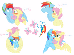 Size: 3785x2825 | Tagged: safe, artist:chub-wub, character:fluttershy, character:rainbow dash, species:pegasus, species:pony, ship:flutterdash, blushing, butterblitz, butterdash, butterscotch, female, flutterblitz, gay, half r63 shipping, lesbian, male, rainbow blitz, rule 63, shipping, simple background, straight, white background