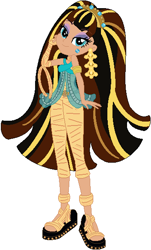 Size: 353x584 | Tagged: safe, artist:pupkinbases, artist:user15432, base used, my little pony:equestria girls, barely eqg related, cleo de nile, clothing, crossover, crown, ear piercing, earring, egyptian, equestria girls style, equestria girls-ified, jewelry, mattel, monster high, mummy, piercing, regalia, sandals
