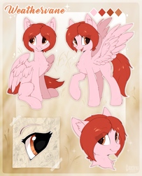 Size: 1037x1280 | Tagged: safe, artist:hioshiru, oc, oc only, oc:weathervane, species:pegasus, species:pony, blank flank, commission, female, mare, reference, reference sheet, sitting, smiling, spread wings, wings, ych result