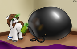 Size: 2476x1598 | Tagged: safe, artist:the-furry-railfan, oc, oc only, oc:tai, species:pony, species:unicorn, air tank, balloon, blanket, glasses, helium tank, hose, this will end in balloons, unshorn fetlocks
