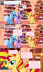Size: 1280x2168 | Tagged: safe, artist:hakunohamikage, character:sunset shimmer, character:trixie, character:twilight sparkle, character:twilight sparkle (alicorn), species:alicorn, species:pony, ask-princesssparkle, ask, crying, golden oaks library, tears of anger, tumblr