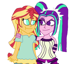 Size: 2200x1886 | Tagged: safe, artist:ktd1993, character:aria blaze, character:sunset shimmer, ship:sunblaze, my little pony:equestria girls, female, lesbian, shipping, simple background, sunblaze, transparent background