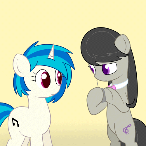 Size: 500x500 | Tagged: safe, artist:erthilo, character:dj pon-3, character:octavia melody, character:vinyl scratch, species:earth pony, species:pony, species:unicorn, ask octavia, animated, female, gif, mare