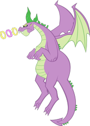 Size: 3854x5370 | Tagged: safe, artist:red4567, character:spike, species:dragon, adult, adult spike, crossover, cuphead, eye beams, flying, grim matchstick, male, older, older spike, simple background, solo, spikezilla, swirly eyes, transparent background, vector, winged spike, winged spikezilla