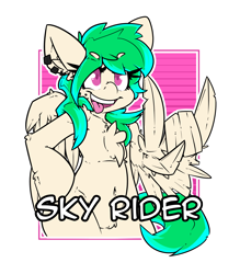 Size: 2100x2400 | Tagged: safe, artist:bbsartboutique, oc, oc only, oc:sky rider, species:pegasus, species:pony, chest fluff, ear piercing, earring, jewelry, lip piercing, piercing, simple background, solo, tongue out, transparent background