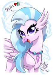 Size: 900x1265 | Tagged: safe, artist:joakaha, character:silverstream, species:classical hippogriff, species:hippogriff, episode:school daze, g4, my little pony: friendship is magic, cute, diastreamies, female, open mouth, smiling, solo, sweet dreams fuel, that hippogriff sure does love stairs