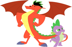 Size: 3587x2318 | Tagged: safe, artist:porygon2z, character:spike, species:dragon, american dragon jake long, crossover, duo, jake long, simple background, transparent background