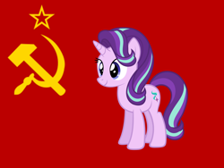 Size: 2000x1500 | Tagged: safe, artist:icey-wicey-1517, artist:zacatron94, character:starlight glimmer, species:pony, species:unicorn, april fools, april fools 2018, april fools joke, communism, female, flag, glimmerbooru, hammer and sickle, mare, solo, soviet union, stalin glimmer, vector