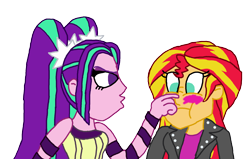 Size: 2000x1273 | Tagged: safe, artist:ktd1993, character:aria blaze, character:sunset shimmer, ship:sunblaze, my little pony:equestria girls, blushing, boop, female, lesbian, shipping, simple background, sunblaze, transparent background