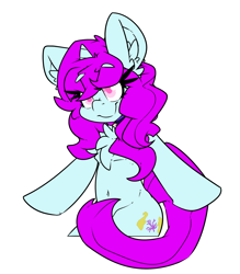 Size: 2100x2400 | Tagged: safe, artist:bbsartboutique, edit, oc, oc only, oc:blooming corals, species:pony, species:unicorn, badge, belly button, bipedal, blind, con badge, simple background, solo, transparent background