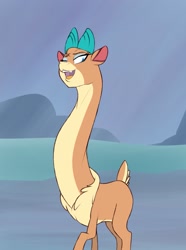 Size: 953x1280 | Tagged: safe, artist:astr0zone, community related, character:velvet reindeer, species:deer, species:reindeer, them's fightin' herds, female, fluffy, impossibly long neck, long neck, necc, smug, solo, tall