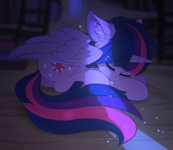 Size: 1200x1041 | Tagged: safe, artist:hioshiru, character:twilight sparkle, character:twilight sparkle (alicorn), species:alicorn, species:pony, 30 minute art challenge, curled up, cute, ear fluff, eyes closed, female, golden oaks library, hioshiru is trying to murder us, horn, leg fluff, mare, prone, sleeping, solo, twiabetes, wings