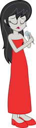 Size: 831x2890 | Tagged: safe, artist:zacatron94, edit, editor:slayerbvc, character:octavia melody, my little pony:equestria girls, female, microphone, red dress, simple background, singing, solo, transparent background, vector, vector edit