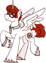 Size: 825x1119 | Tagged: safe, artist:binkyt11, species:alicorn, species:pony, male, my little pony: gaming is magic, necktie, nintendo, ponified, simple background, solo, spread wings, stallion, transparent background, unshorn fetlocks, watch, wings