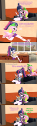 Size: 1920x6480 | Tagged: safe, artist:red4567, character:spike, character:spike (dog), character:twilight sparkle, character:twilight sparkle (scitwi), species:dog, species:eqg human, my little pony:equestria girls, 3d, bowl, butter, chair, comic, exotic butters, food, garfield, glasses, napkin, oven, popcorn, salt, shoes, sneakers, source filmmaker, television