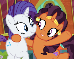 Size: 1000x800 | Tagged: safe, artist:ktd1993, character:rarity, character:saffron masala, episode:spice up your life, g4, my little pony: friendship is magic, female, lesbian, raffron, shipping, squishy cheeks