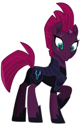 Size: 3413x5230 | Tagged: safe, artist:ejlightning007arts, character:tempest shadow, species:pony, species:unicorn, my little pony: the movie (2017), armor, broken horn, eye scar, female, mare, raised hoof, scar, simple background, solo, surprised, transparent background, vector