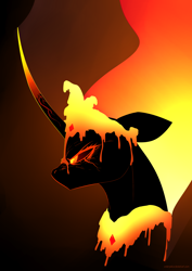 Size: 2480x3507 | Tagged: safe, artist:underpable, character:daybreaker, character:princess celestia, species:alicorn, species:pony, crown, female, fire, jewelry, mare, melting, peytral, rage, regalia, solo, wrath