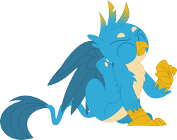 Size: 3575x2827 | Tagged: safe, artist:porygon2z, character:gallus, species:griffon, behaving like a cat, catbird, cute, eyes closed, gallabetes, griffons doing cat things, male, scratching, simple background, sitting, solo, transparent background