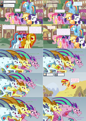 Size: 2564x3616 | Tagged: safe, artist:hakunohamikage, character:adagio dazzle, character:applejack, character:aria blaze, character:fluttershy, character:pinkie pie, character:rainbow dash, character:rarity, character:sonata dusk, character:sunset shimmer, character:twilight sparkle, character:twilight sparkle (alicorn), species:alicorn, species:pony, species:siren, ask-princesssparkle, ask, high res, magic, mane six, ponified, the dazzlings, tumblr