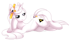 Size: 1024x580 | Tagged: safe, artist:scarlet-spectrum, oc, oc only, oc:whitefire, species:pony, species:unicorn, black sclera, commission, draw me like one of your french girls, female, long mane, mare, simple background, skull, solo, tail ring, transparent background, watermark