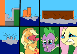 Size: 1024x718 | Tagged: safe, artist:didgereethebrony, comic:wreck of the renaissance, crying, hug, semi-grimdark series, ship, ship sinking, sinking, sinking ship, tears of pain
