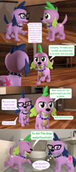 Size: 1920x4320 | Tagged: safe, artist:red4567, character:spike, character:spike (dog), character:twilight sparkle, character:twilight sparkle (scitwi), species:dog, species:eqg human, my little pony:equestria girls, 3d, comic, dogified, glasses, source filmmaker, species swap, toilet, twilight barkle