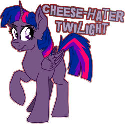 Size: 1784x1762 | Tagged: safe, artist:binkyt11, derpibooru original, character:twilight sparkle, character:twilight sparkle (alicorn), species:alicorn, species:pony, episode:secrets and pies, g4, my little pony: friendship is magic, alternate scenario, evil, evil cheese hater twilight, evil pie hater dash species, evil twilight, fangs, female, mare, medibang paint, revenge, simple background, solo, they're just so cheesy, transparent background