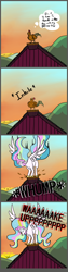 Size: 3100x12400 | Tagged: safe, artist:greyscaleart, character:princess celestia, species:alicorn, species:bird, species:pony, species:rooster, absurd resolution, barn, behaving like a bird, comic, derp, dialogue, funny, implied death, majestic as fuck, morning, raising the sun, screaming, sky, smiling, speech bubble, spread wings, stomping, sun work, sunglasses, sunrise, thought bubble, trampling, unexpected, wake up, what a twist, wide eyes, wings