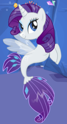 Size: 254x469 | Tagged: safe, artist:user15432, character:rarity, species:alicorn, species:pony, species:seapony (g4), species:unicorn, my little pony: the movie (2017), spoiler:my little pony the movie, alicornified, enjoy dressup, fin wings, fins, fish tail, race swap, raricorn, sea ponies, seaponified, seapony rarity, species swap, wings