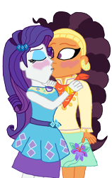 Size: 1500x2370 | Tagged: safe, artist:ktd1993, character:rarity, character:saffron masala, g4, my little pony: equestria girls, my little pony:equestria girls, blushing, female, kissing, lesbian, raffron, shipping, simple background, transparent background