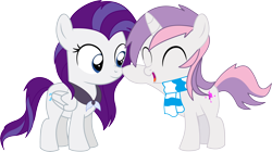 Size: 7640x4276 | Tagged: safe, artist:cyanlightning, character:rarity, character:sweetie belle, oc, oc:aureai, oc:cyan lightning, species:pegasus, species:pony, species:unicorn, absurd resolution, clothing, colt, female, filly, male, recolor, scarf, simple background, transparent background, vector