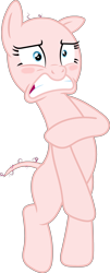 Size: 1294x3216 | Tagged: safe, artist:porygon2z, edit, editor:slayerbvc, character:pinkie pie, species:earth pony, species:pony, episode:make new friends but keep discord, g4, my little pony: friendship is magic, bald, bipedal, blushing, covering, edited edit, embarrassed, female, furless, furless edit, mare, naked rarity, nude edit, nudity, shaved, shaved tail, simple background, solo, transparent background, vector, vector edit