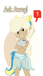 Size: 2160x3840 | Tagged: safe, artist:sintakhra, character:mjölna, species:human, my little pony:equestria girls, ask, ask sandy pony, belly button, bikini, clothing, crossed arms, equestria girls-ified, fake ears, fake tail, female, looking at you, see-through, simple background, solo, swimsuit, transparent background, tumblr