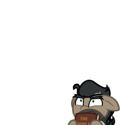 Size: 938x938 | Tagged: safe, artist:binkyt11, derpibooru original, character:doctor caballeron, species:earth pony, species:pony, >:c, book, concerned, frown, inkscape, looking up, male, simple background, solo, stallion, stubble, the bibble, transparent background, vector