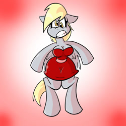 Size: 576x576 | Tagged: safe, artist:pembroke, character:derpy hooves, species:anthro, species:unguligrade anthro, arm hooves, bipedal, breasts, cleavage, clothing, dress
