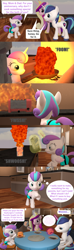 Size: 1920x6480 | Tagged: safe, artist:red4567, character:princess cadance, character:princess flurry heart, character:shining armor, 3d, burger, burnt juice, clothing, comic, fire, fireball, flurry heart ruins everything, food, hay burger, meme, older, older flurry heart, shorts, simpsons did it, source filmmaker, steamed hams, table, the simpsons