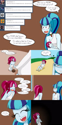 Size: 2000x4000 | Tagged: safe, artist:jake heritagu, character:sonata dusk, oc, oc:melody charm, parent:sonata dusk, comic:aria's archives, my little pony:equestria girls, blood, bowl, clothing, comic, crying, feels, feet, flashback, grimdark series, questionable series, roman, scrapes, sobbing, sonata needs all of her ass kicked, toga