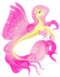 Size: 1954x2480 | Tagged: safe, artist:oneiria-fylakas, character:fluttershy, species:pony, species:seapony (g4), alternate design, female, mare, seaponified, seapony fluttershy, simple background, solo, species swap, transparent background