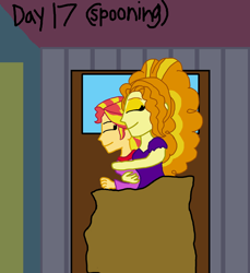 Size: 2000x2186 | Tagged: safe, artist:ktd1993, character:adagio dazzle, character:sunset shimmer, ship:sunsagio, my little pony:equestria girls, 30 day otp challenge, cuddling, female, lesbian, shipping, sleeping, spooning